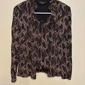 ONYX Nite Metallic Swirl Illusion Evening Top Size Small